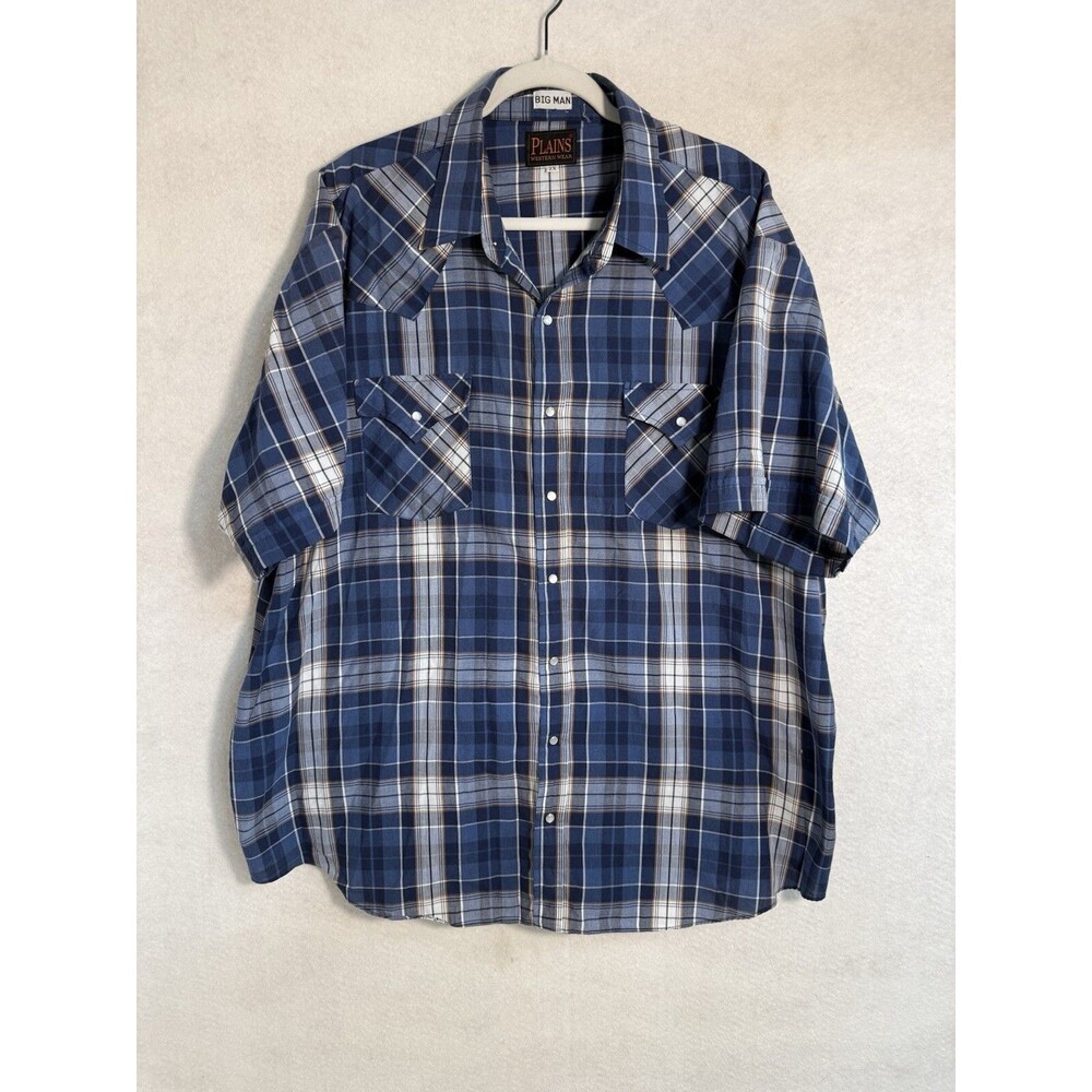 Plains 2X Western Wear Men’s Pearl Snap Buttons Short Sleeve Shirt Big Man